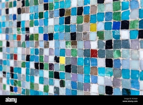 Diagonal Colorful Mosaic Texture On The Wall Colored Stone Mosaics