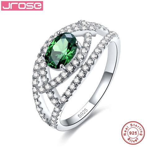 Jrose Princess Oval Cut Luxury Created Emerald Cocktail Ring 925