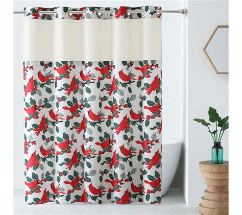 Hookless Holiday Print Shower Curtain With Built In Liner