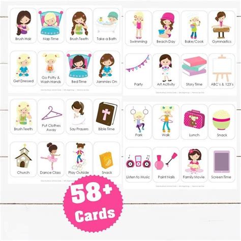 Daily Routine And Activity Cards For Girls Etsy