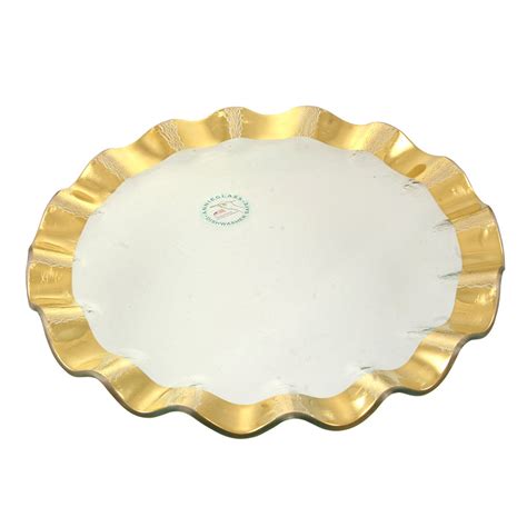 Annieglass Ruffle Gold Buffet Plate 13 G144 Borsheims