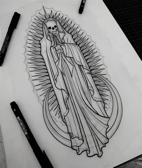 Sketch Santa Muerte Outline 50 Simple Tattoo Ideas And Inspiration