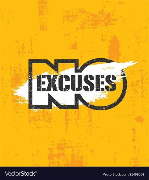 No Excuses Fitness Gym Muscle Workout Motivation Vector Image