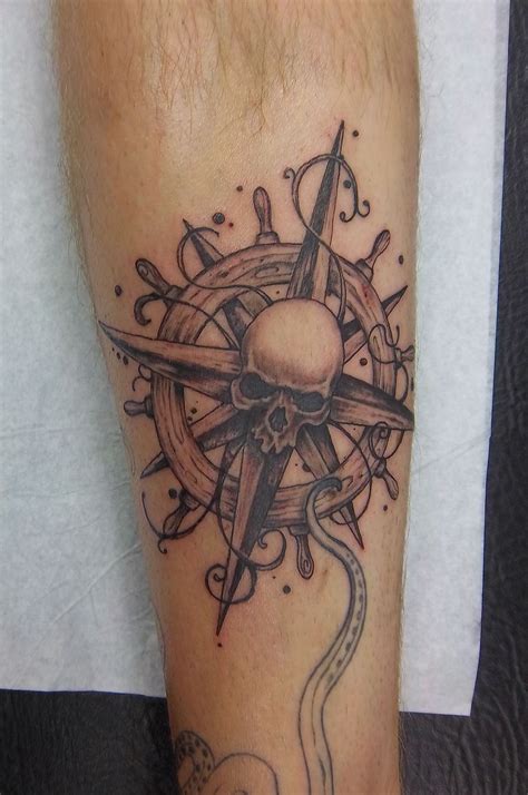 Compass Rose Skull Tattoo Pirate Compass Tattoo Pirate Tattoo Knee
