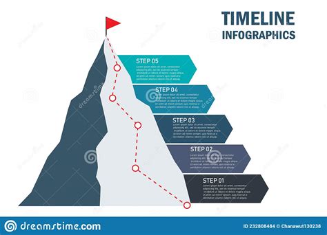Timeline Mountain Infographics Business 5 Steps To Success Vector
