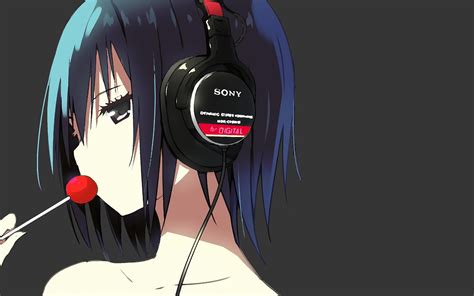 Computer Headphones Girl With Headphones Original Wallpaper Hd Wallpaper Kawaii Nightcore