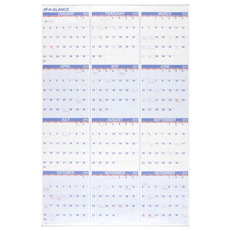 At A Glance Paper Yearly Wall Calendar 2016 24 X 36 Inches Pm12 28