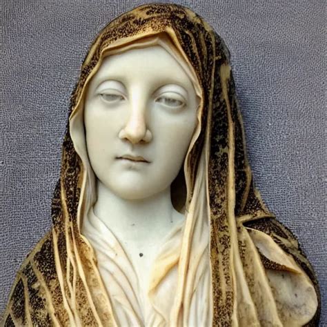 A Masterpiece Marble Sculpture Of The Veiled Virgin Stable Diffusion