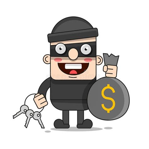 carácter de ladrón chiquito ilustración de dibujos animados bandido con bolsa robber en máscara