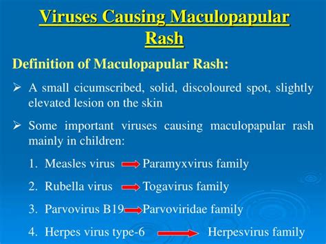 Ppt Viruses Causing Maculopapular Rash Powerpoint Presentation Id