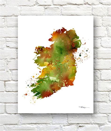 Ireland Art Print Map Abstract Watercolor Art Print Wall Etsy