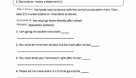 50 4 Types Of Sentences Worksheet