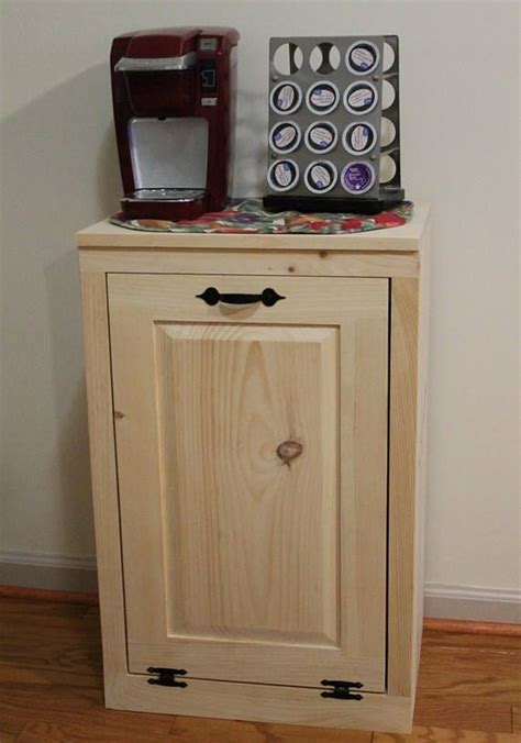 5 out of 5 stars. Wooden Tilt out Trash Bin - Trash can - Wood Trash Box - Cabinet to hide Trash - Kitchen Garbage ...