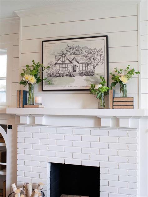20 White Brick Fireplace With White Mantel
