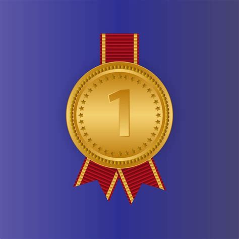 Premium Vector Gold Medal First Place Badge Sport Game Golden