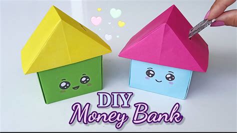 Diy Mini Paper Coin Bank Paper House Bank Easy Kids Craft Ideas