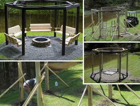 Thinking of improving your outdoor living space? Swinging Benches Around a Fire Pit - Amazing DIY, Interior & Home Design