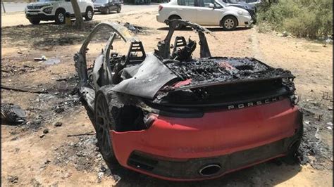 Porsche Sports Car Goes Up In Flames After Crash In Gurugram