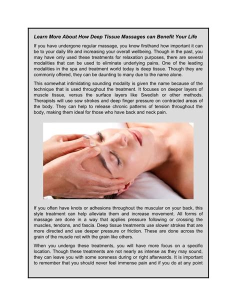 Ppt Learn More About How Deep Tissue Massages Can Benefit Your Life Powerpoint Presentation