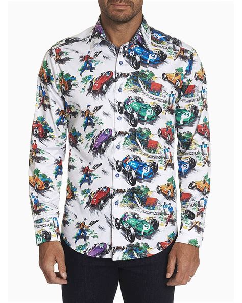 Robert Graham Legends Cotton Stretch Vintage Racing Print Classic Fit