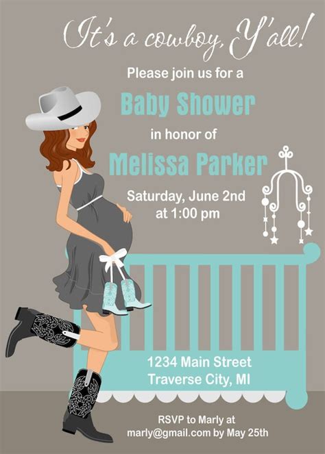 Cowboy Baby Shower Invitations Country Western Theme For A Boy