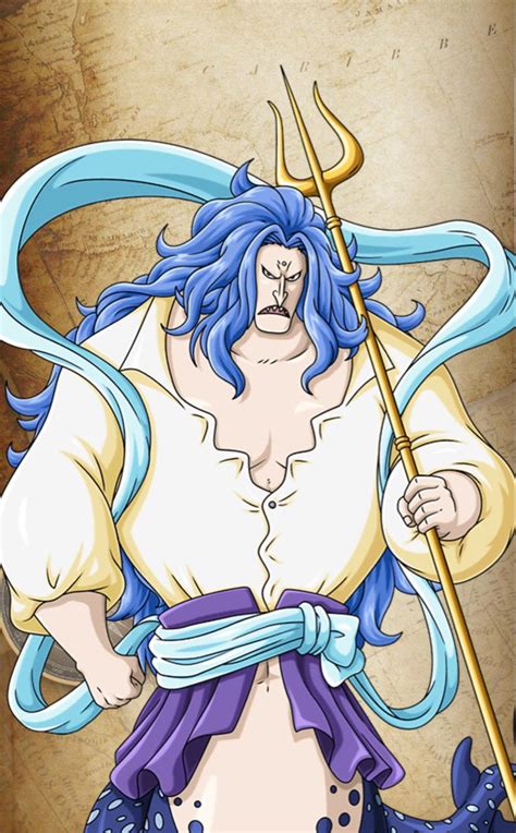 An Anime Character With Blue Hair Holding A Staff
