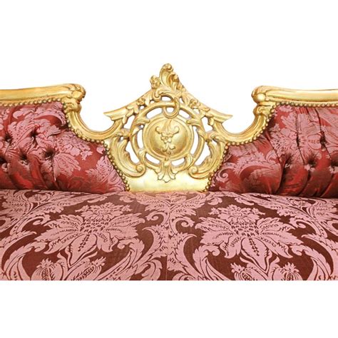 Canapé Baroque Napoléon Iii Médaillon Tissu Gobelins Rouge Et Bois Doré