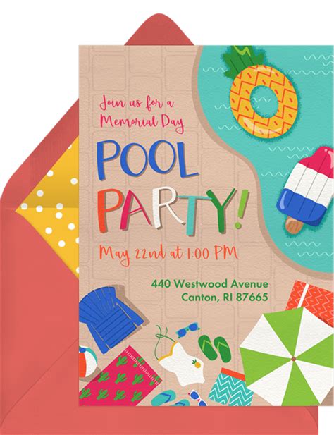 Pool Party Invitations In Blue