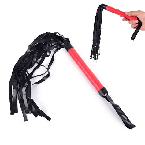 adult product erotic toys pu leather flirt toys whip black lash red handle for adult game