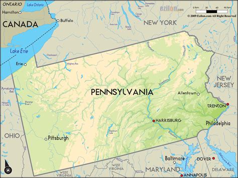 Geographical Map Of Pennsylvania And Pennsylvania Geographical Maps Bf