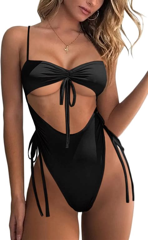 Ioiom Womens Sexy High Waisted One Piece Swimsuit Tummy Control Bathing