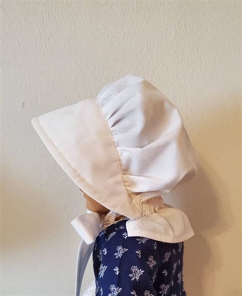 White Pioneer Bonnet For 18 Inch Dolls Like American Girl By