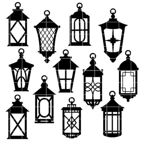 Paper Templates Svg Lanterns Silhouette Lamp Etsy