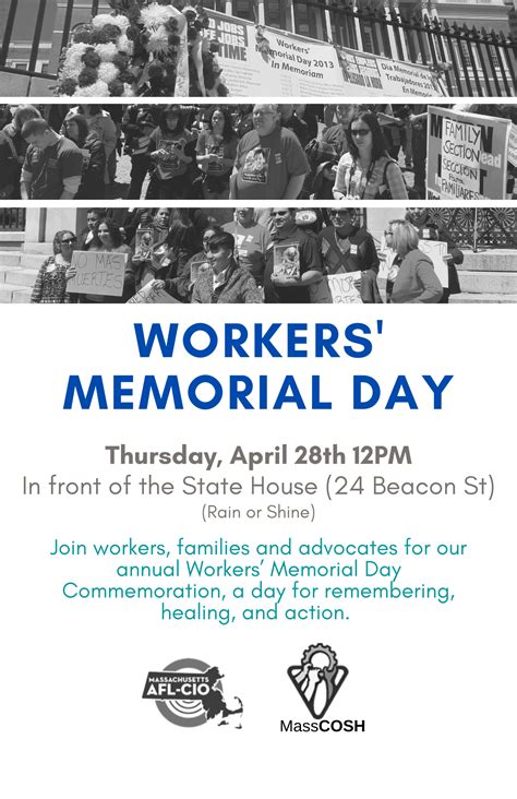 Workers Memorial Day Massachusetts Coalition For Occupational Safety