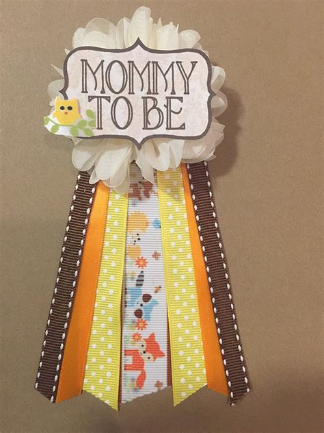 Woodland Animals Baby Shower Pin Mommy To Be Pin Flower Ribbon