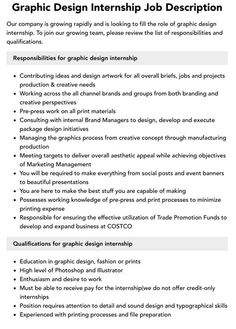 Graphic Design Internship Job Description Velvet Jobs