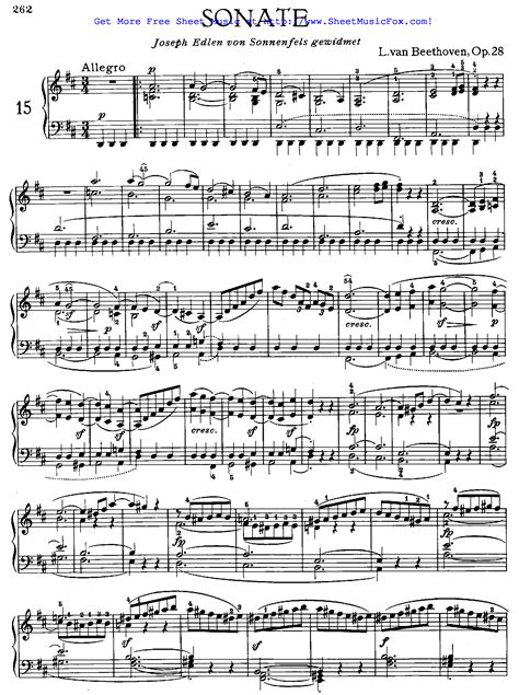 Free Sheet Music For Piano Sonata No15 Op28 Beethoven Ludwig Van