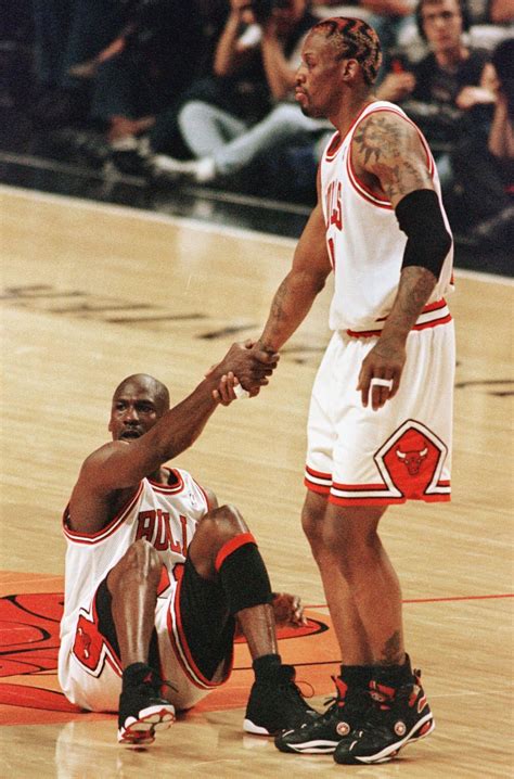Michael Jordan And Dennis Rodman During Game 5 Of The Nba Finals In