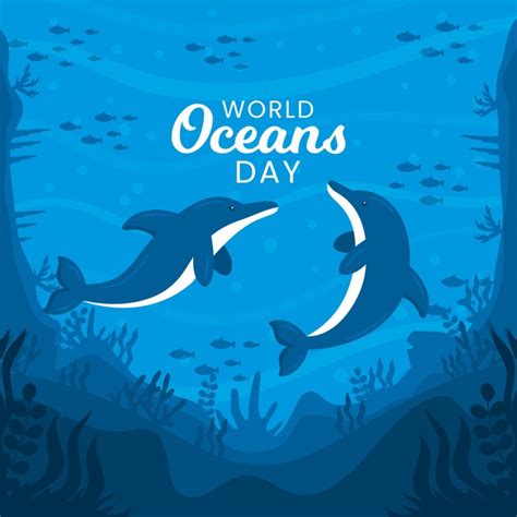 Os oceanos são de crucial importância para o equilíbrio dos ecossistemas. Projeto de desenho do dia mundial dos oceanos | Vetor Grátis