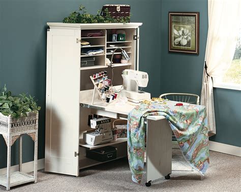 Sauder Harbor View® Craft And Sewing Armoire With Table 158097
