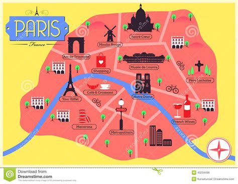 Vector Map Of Paris France Stock Vector Illustration Of