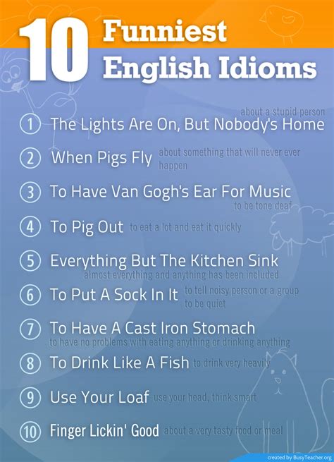 10 Funniest English Idioms English Idioms Funny Writing Language