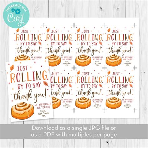 Cinnamon Roll Fall T Tag Template Thanksgiving Rolling By Etsy