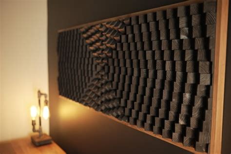 Acoustic Panel Black Sound Diffuser Large Wood Wall Art Etsy Uk