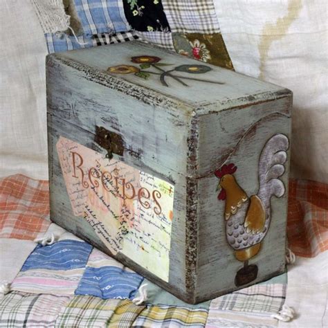 Hand Painted Primitive Recipe Box Terrye French Design