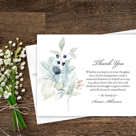 Sympathy Acknowledgement Cards Funeral Thank You Bereavement Etsy