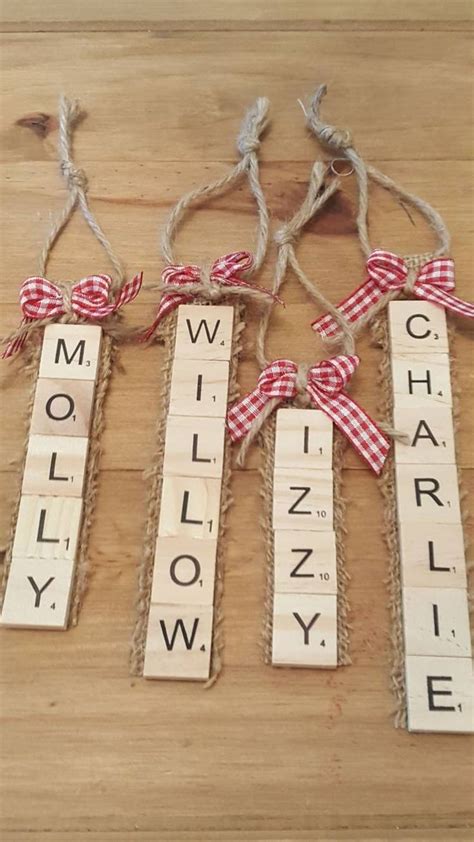 Scrabble Style Personalised Christmas Decoration Rustic Etsy