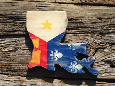 Distressed Acadian Flag Louisiana Wall Mount By Bairdscajuncarvings On