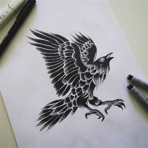 A raven in a mysterious morning, a beautiful raven tattoo design. 75+ Best Raven Tattoo - Designs & All Meanings (2019)