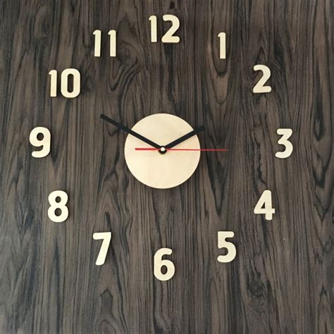 3d Diy Large Number Sticker Self Adhensive Wooden Wall Clock Modern